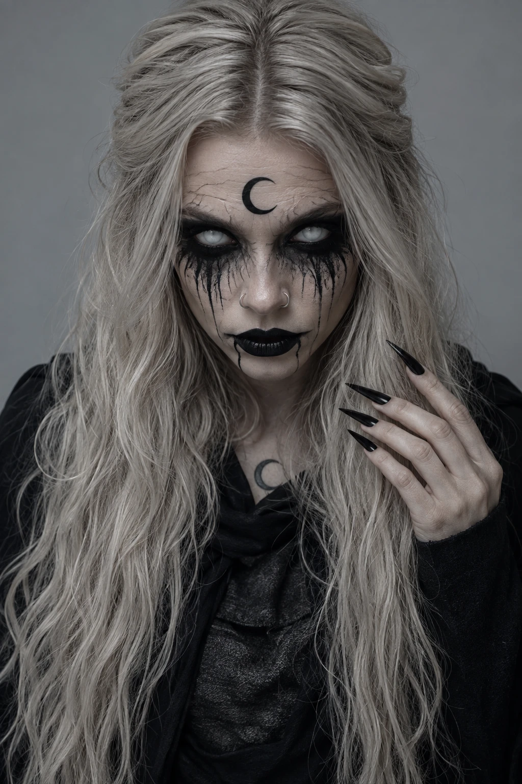 Ash Blonde Crimped Root Witch Hairstyle