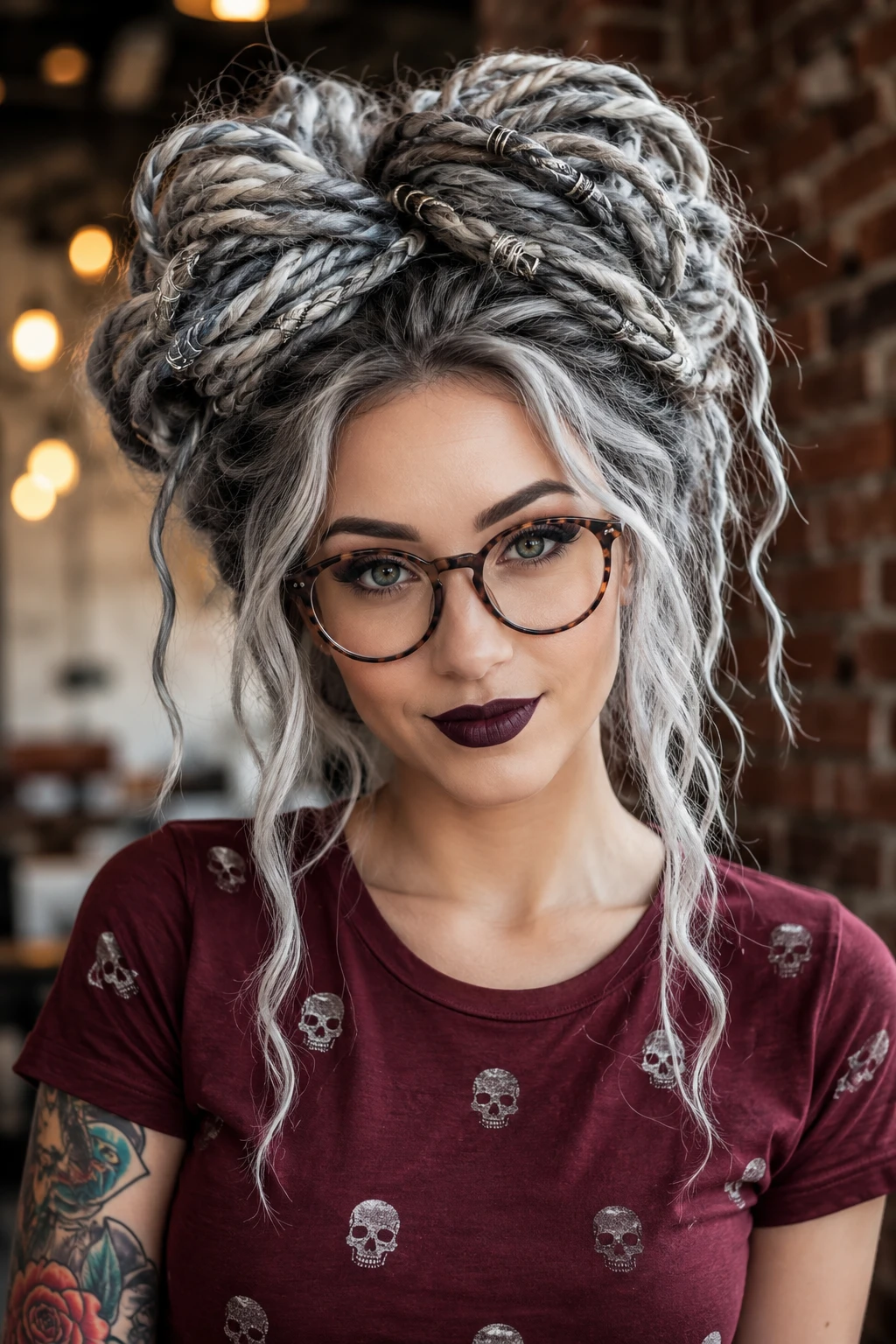Silver Twisted Rope Bun Witch Hairstyle