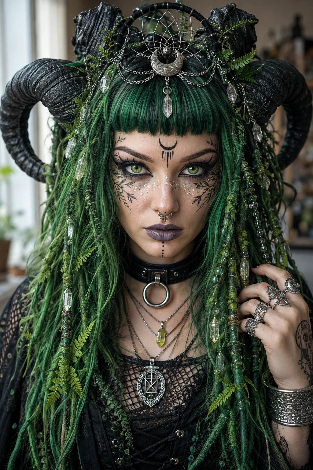 Fern Dread Horned Demon Witch Hairstyle