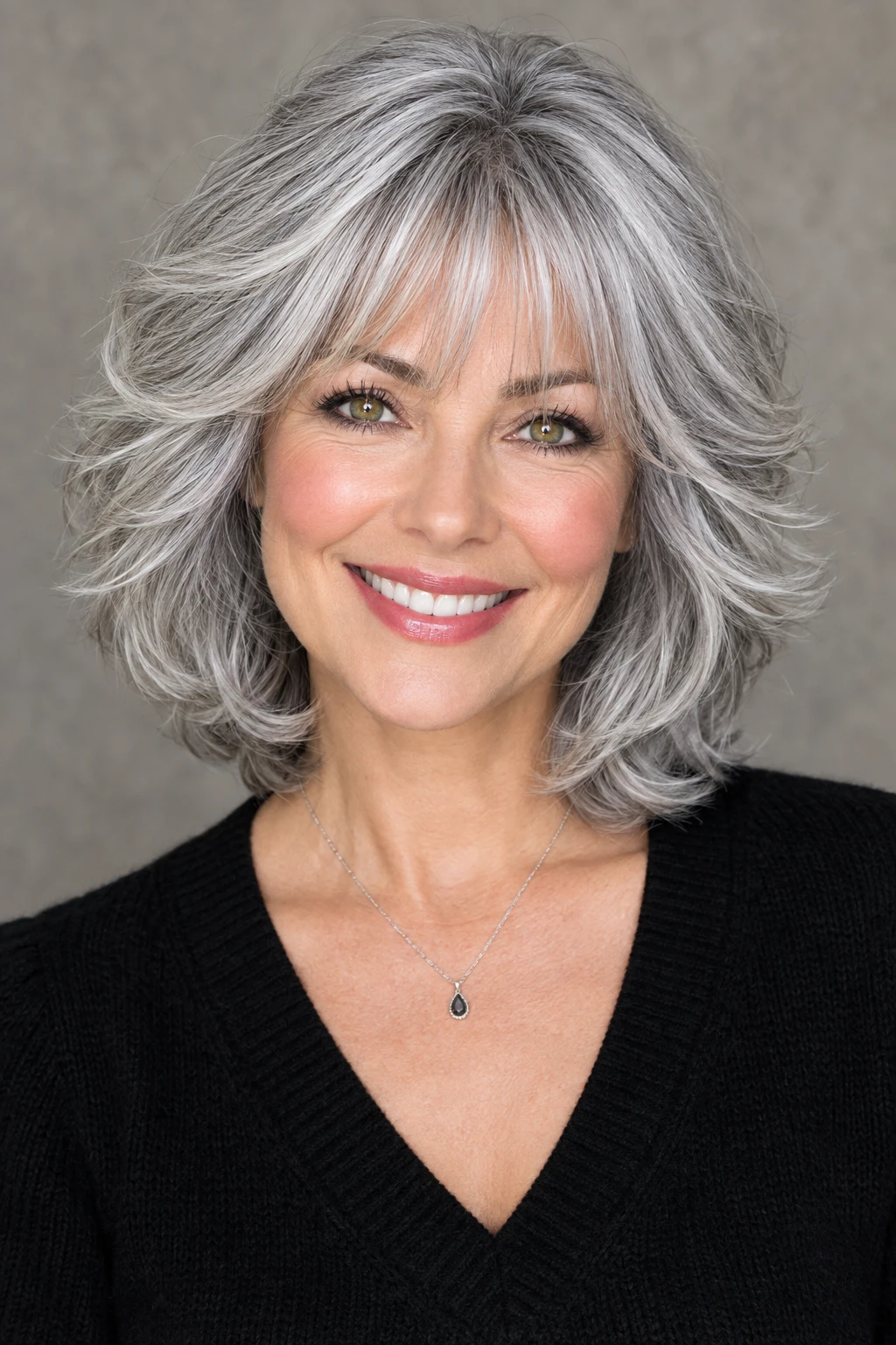 Silver Shag with Feathered Bangs