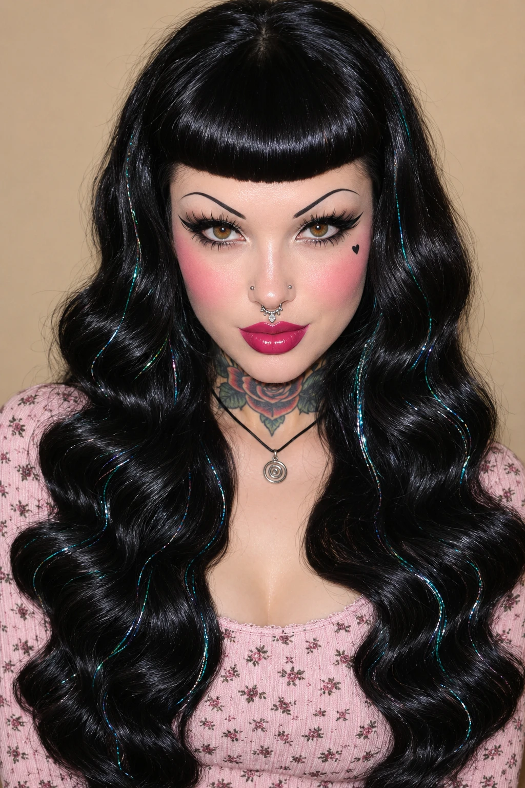 Long Waves with Blunt Baby Bangs