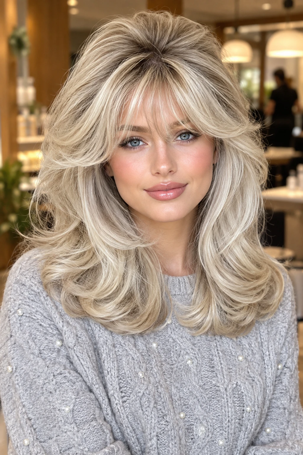 Voluminous Blowout with Feathered Bangs