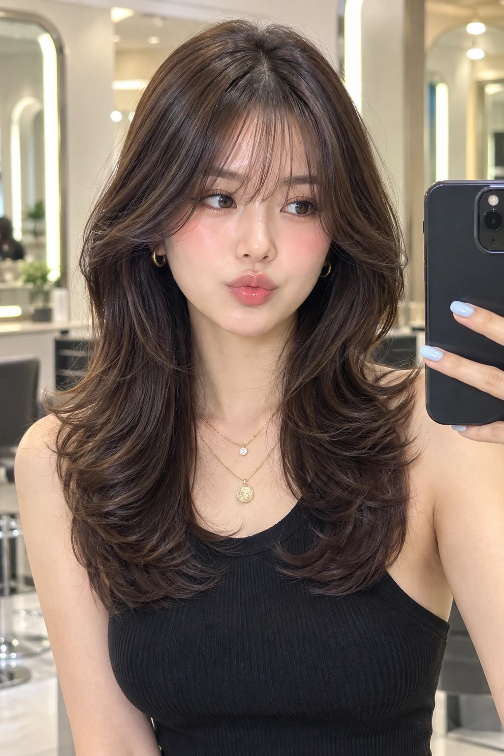 Layered Butterfly Cut with See Through Bangs