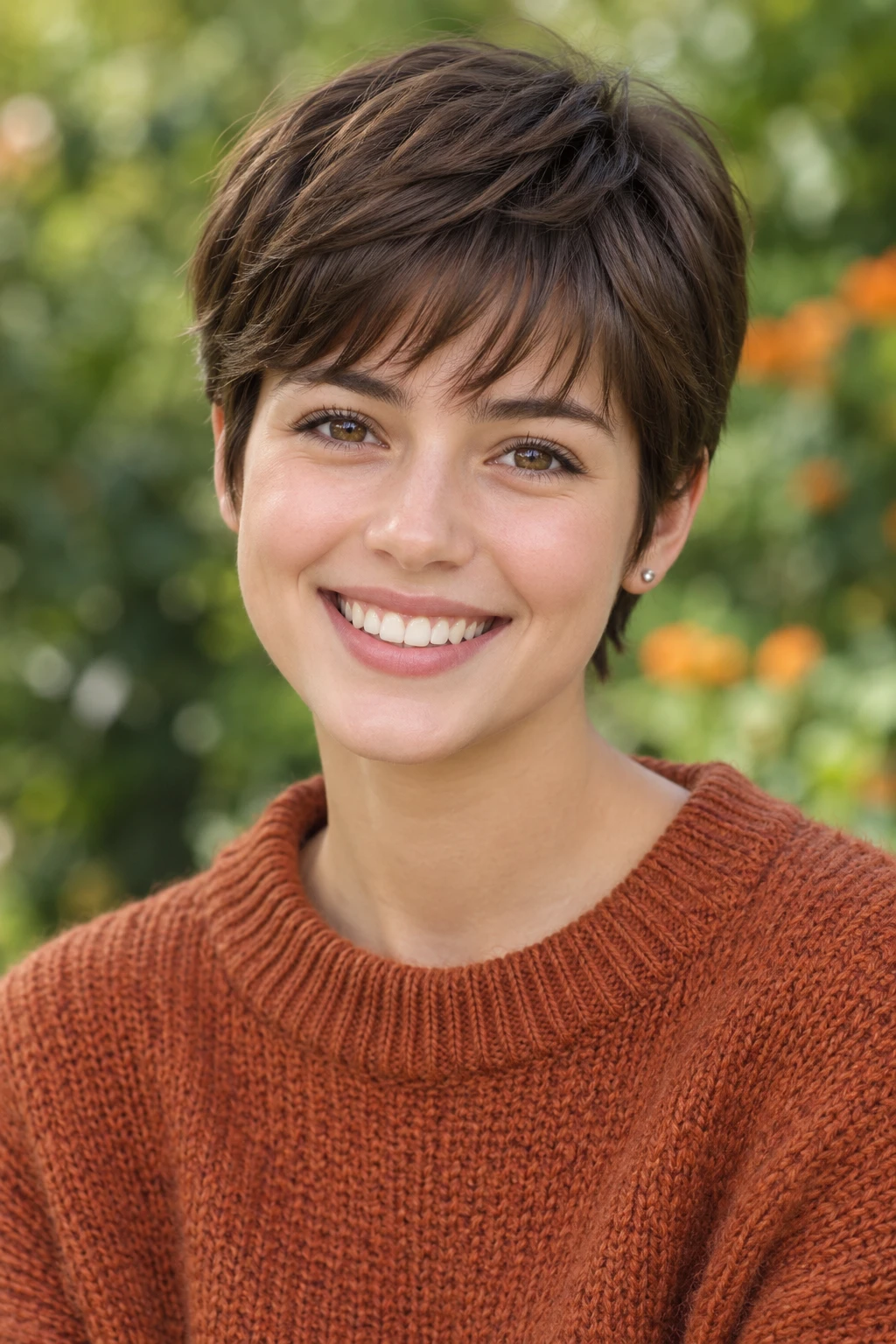 Classic Brunette Pixie with Soft Fringe