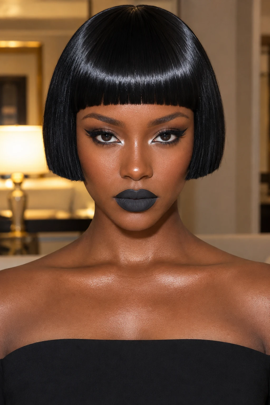 Sleek Blunt Bob with Micro Bangs