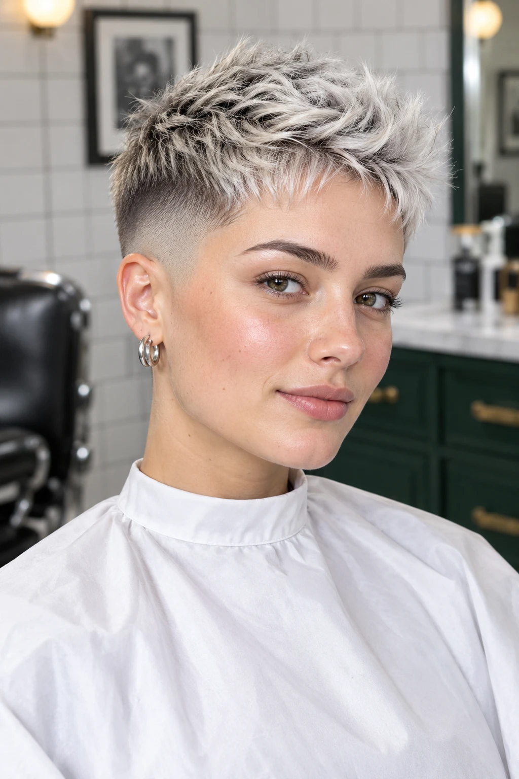 Icy Blonde Textured Crop with Faded Sides