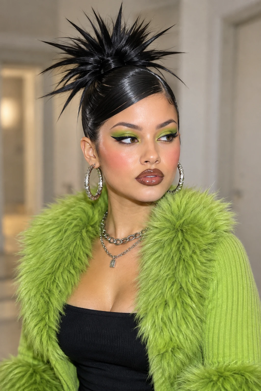 Slicked Spiky Updo with Side Swept Bangs Slicked Spiky Updo with Side Swept Bangs