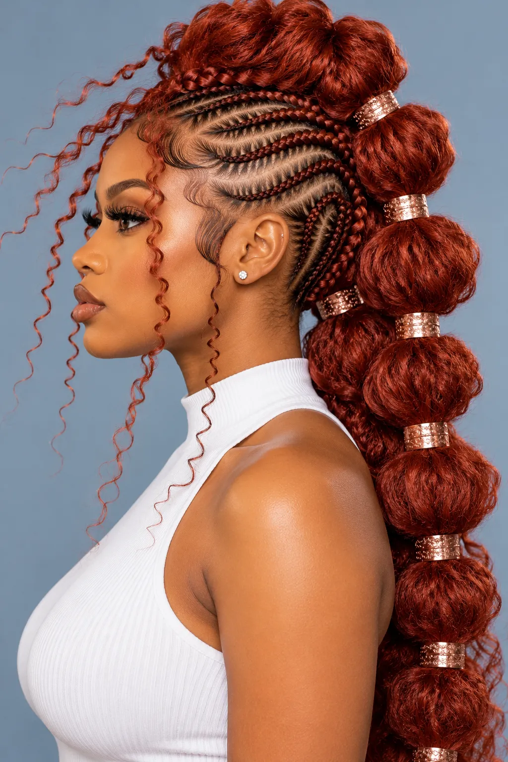 Auburn Bubble Ponytail Cornrow Mohawk Auburn Bubble Ponytail Cornrow Mohawk