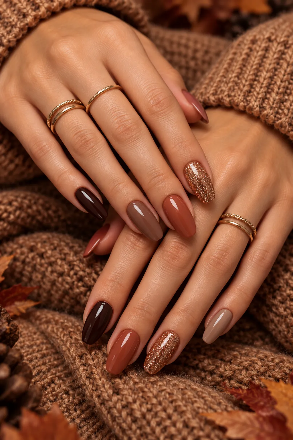 Autumn Cozy Chocolate Manicure
