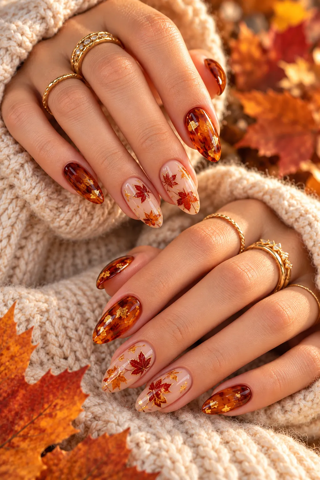 Autumn Maple Leaf Manicure