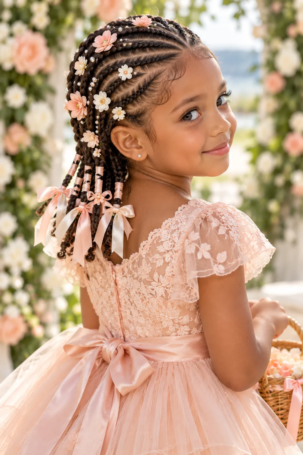 Blossom Adorned Flower Girl Portrait