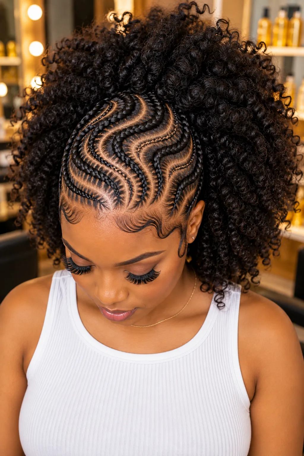 Wavy Cornrow Curly Puff Wavy Cornrow Curly Puff