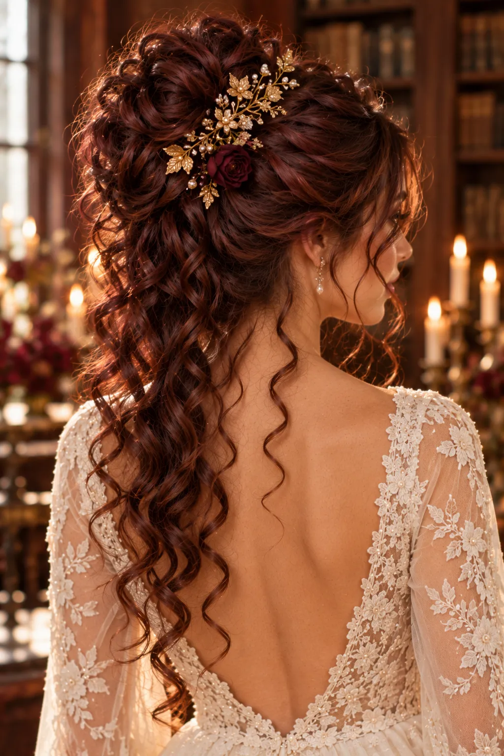 Candlelit Bridal Curls and Gold 