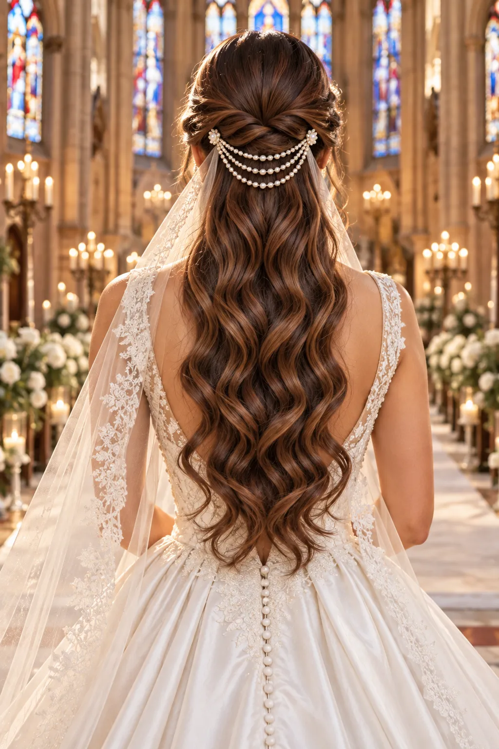Cathedral Waves with Pearl Drape
