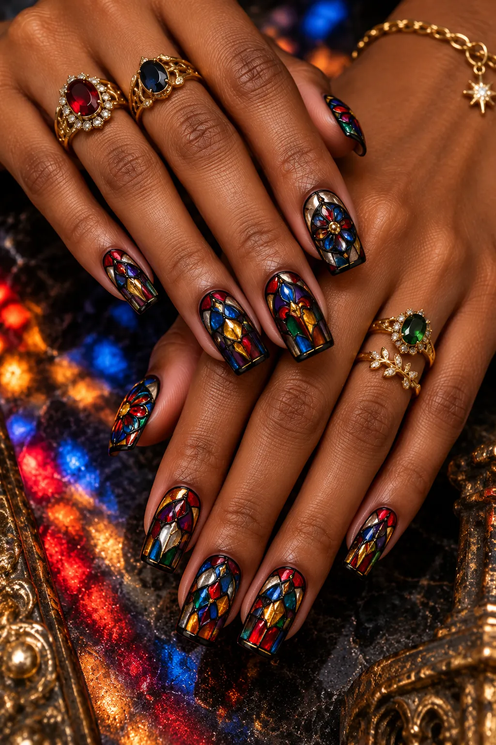 Stained Glass Cathedral Nails