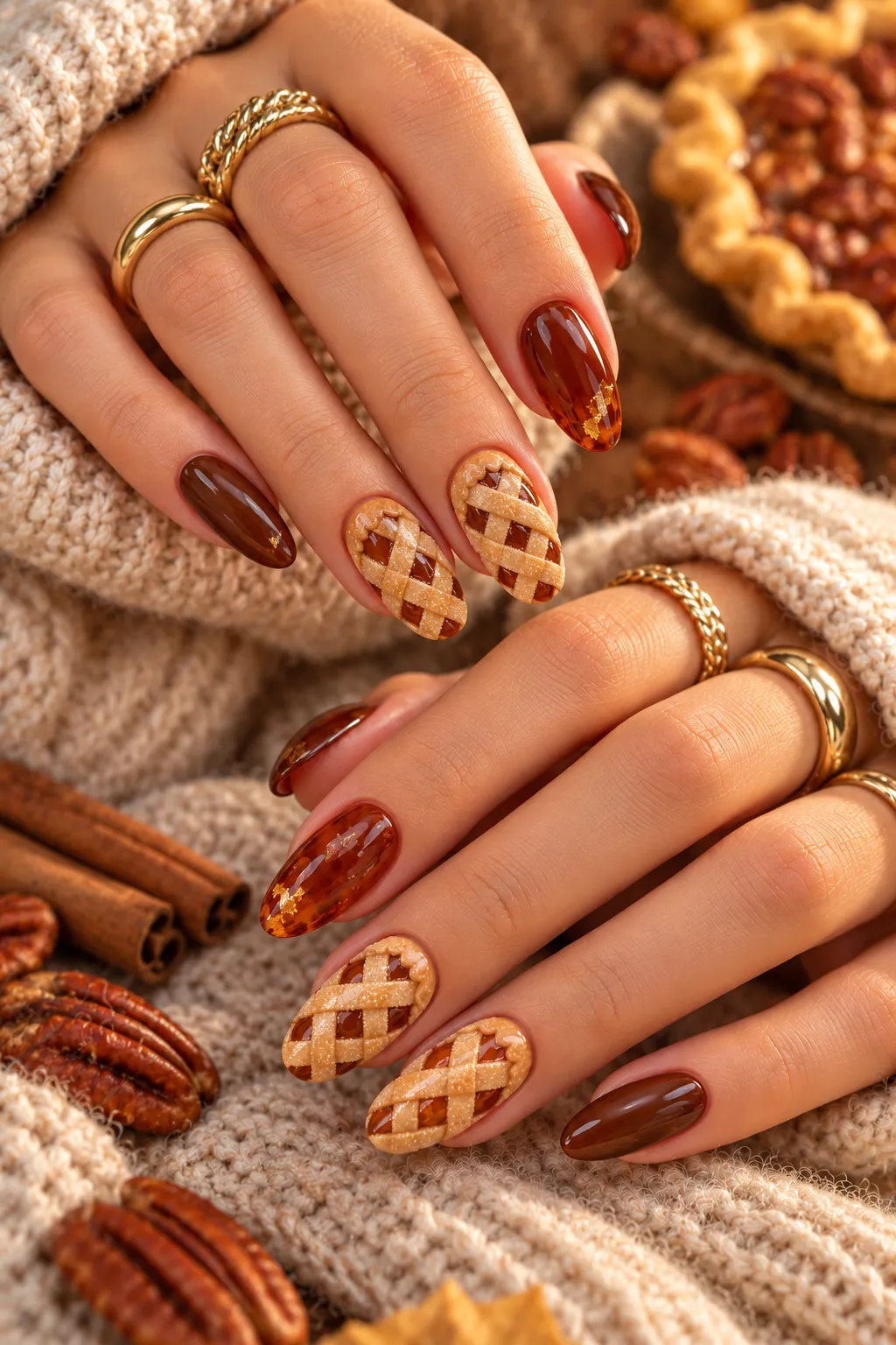 Cozy Caramel Pie Inspired Manicure