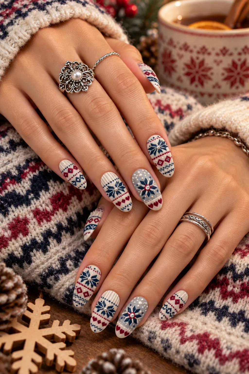 Cozy Fair Isle Sweater Nails