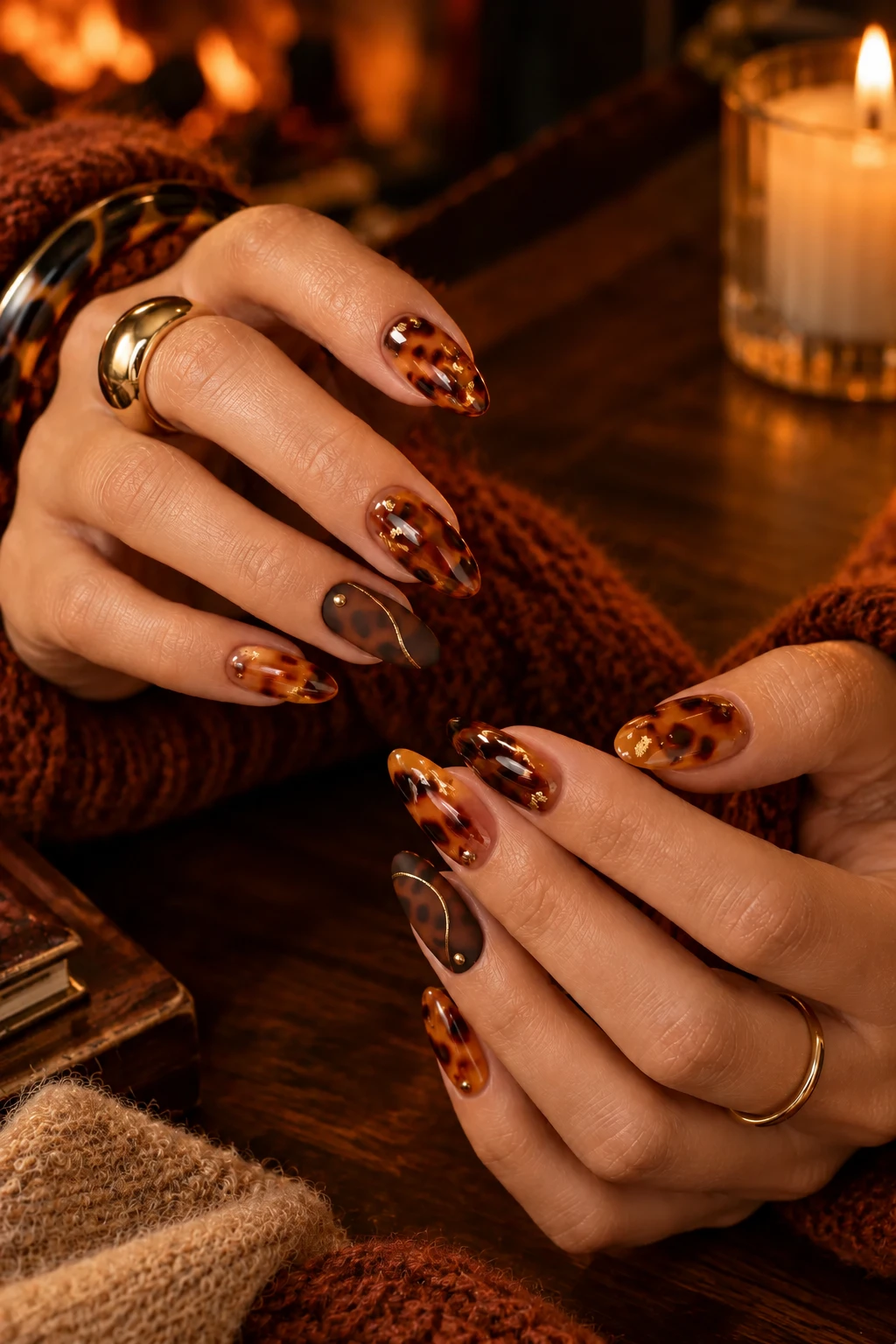 Candlelit Tortoiseshell Nails