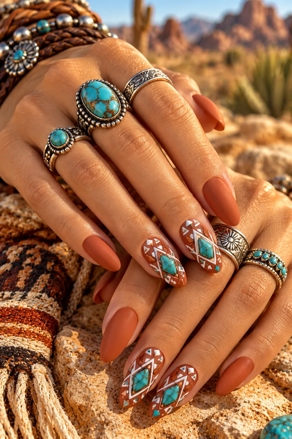 Desert Turquoise Boho Manicure
