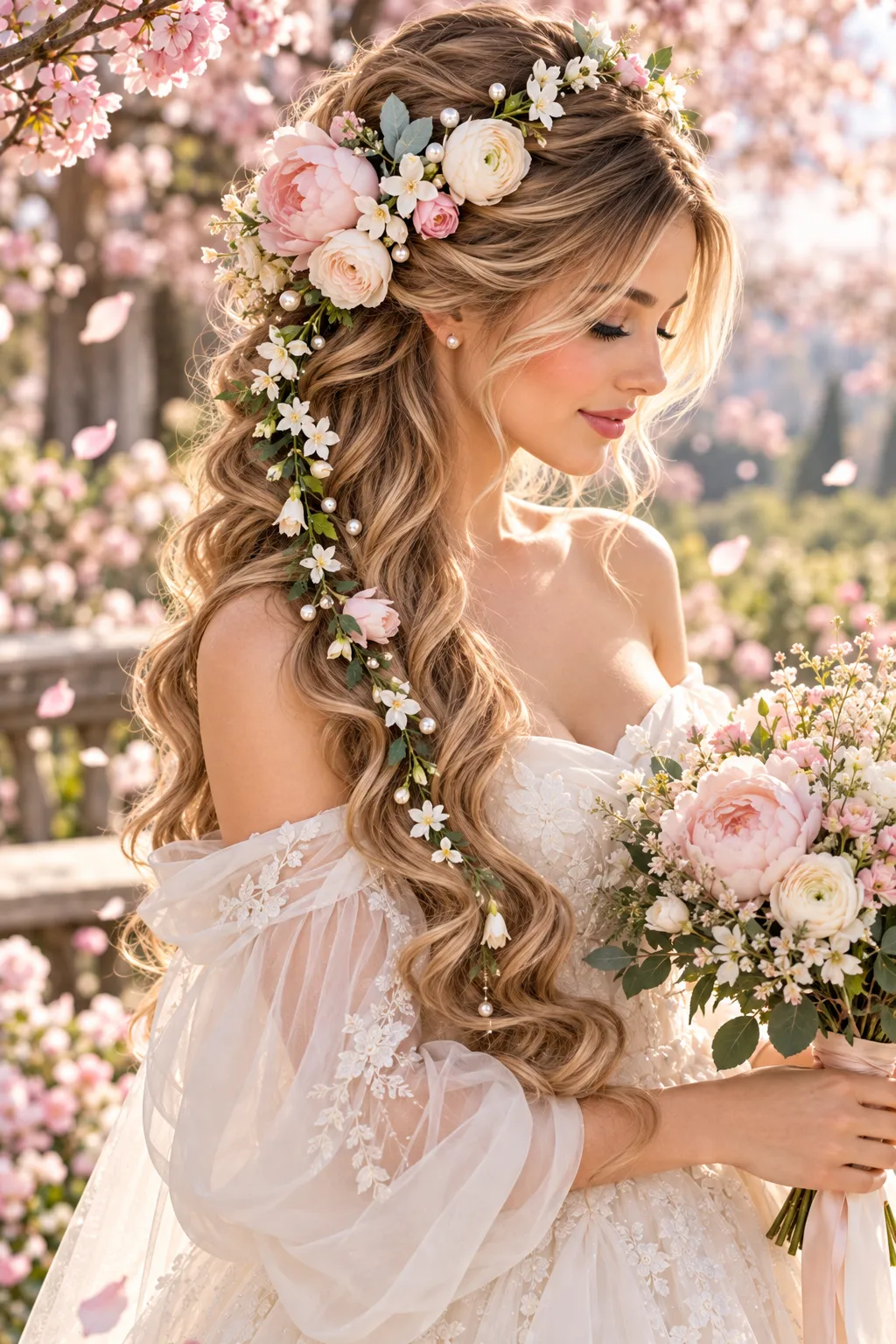 Cherry Blossom Floral Waves