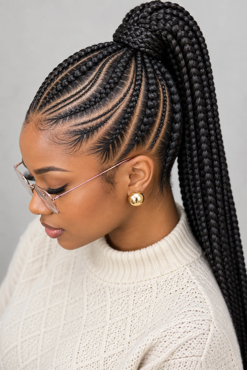 Sleek Cornrow High Braided Ponytail Sleek Cornrow High Braided Ponytail