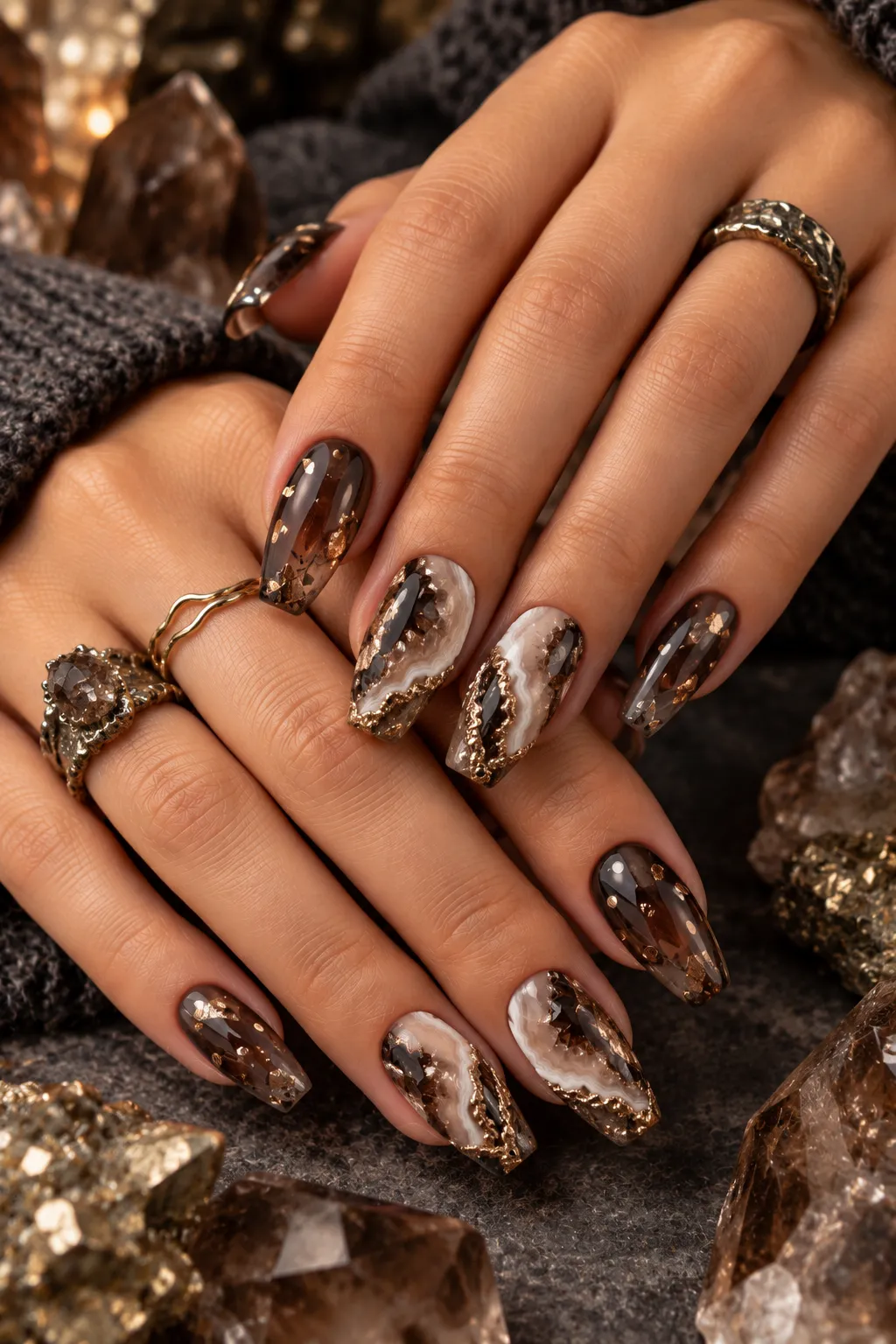 Geode Glamour Crystal Inspired Nail Art