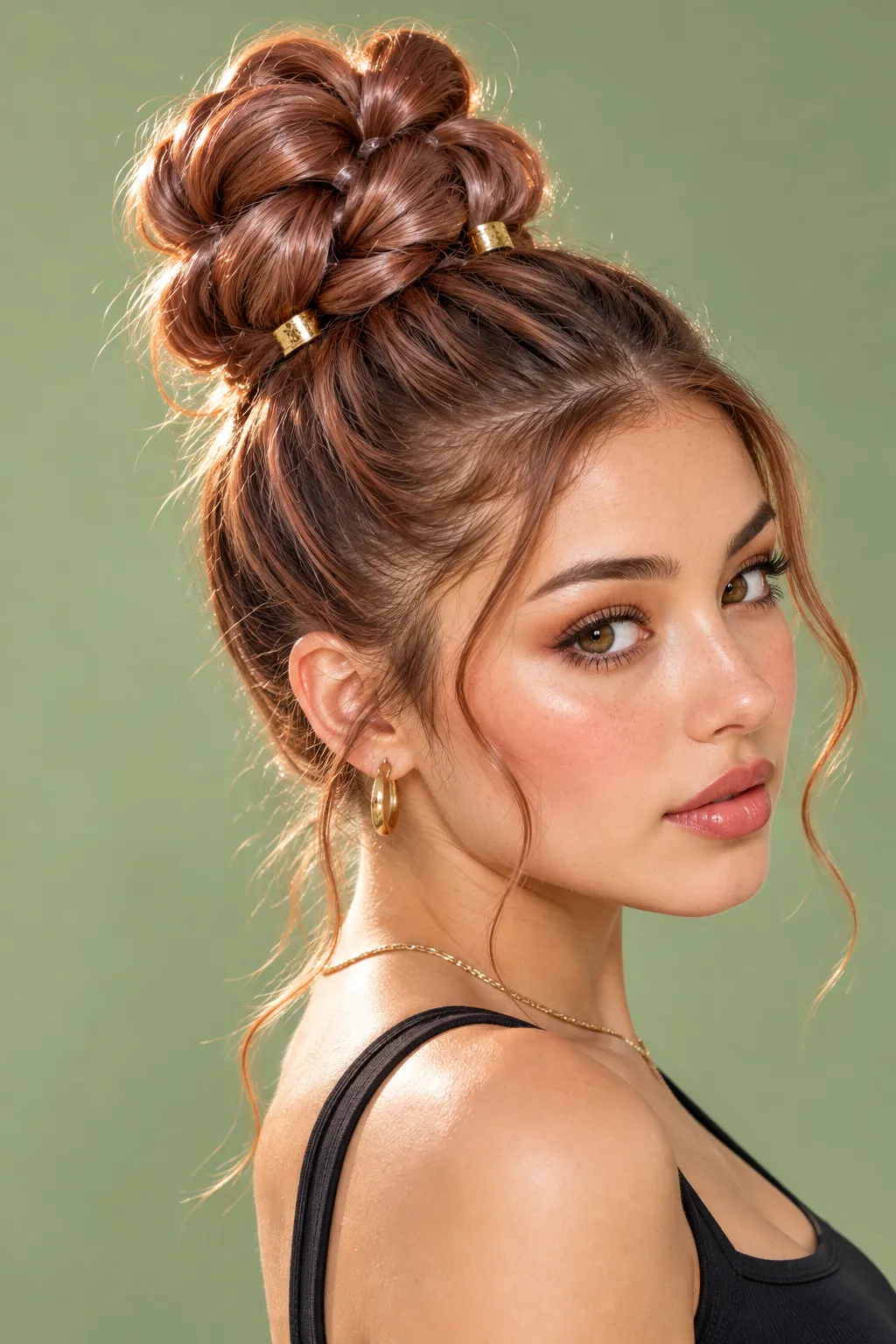 Messy Braided Top Knot with Loose Strands Messy Braided Top Knot with Loose Strands