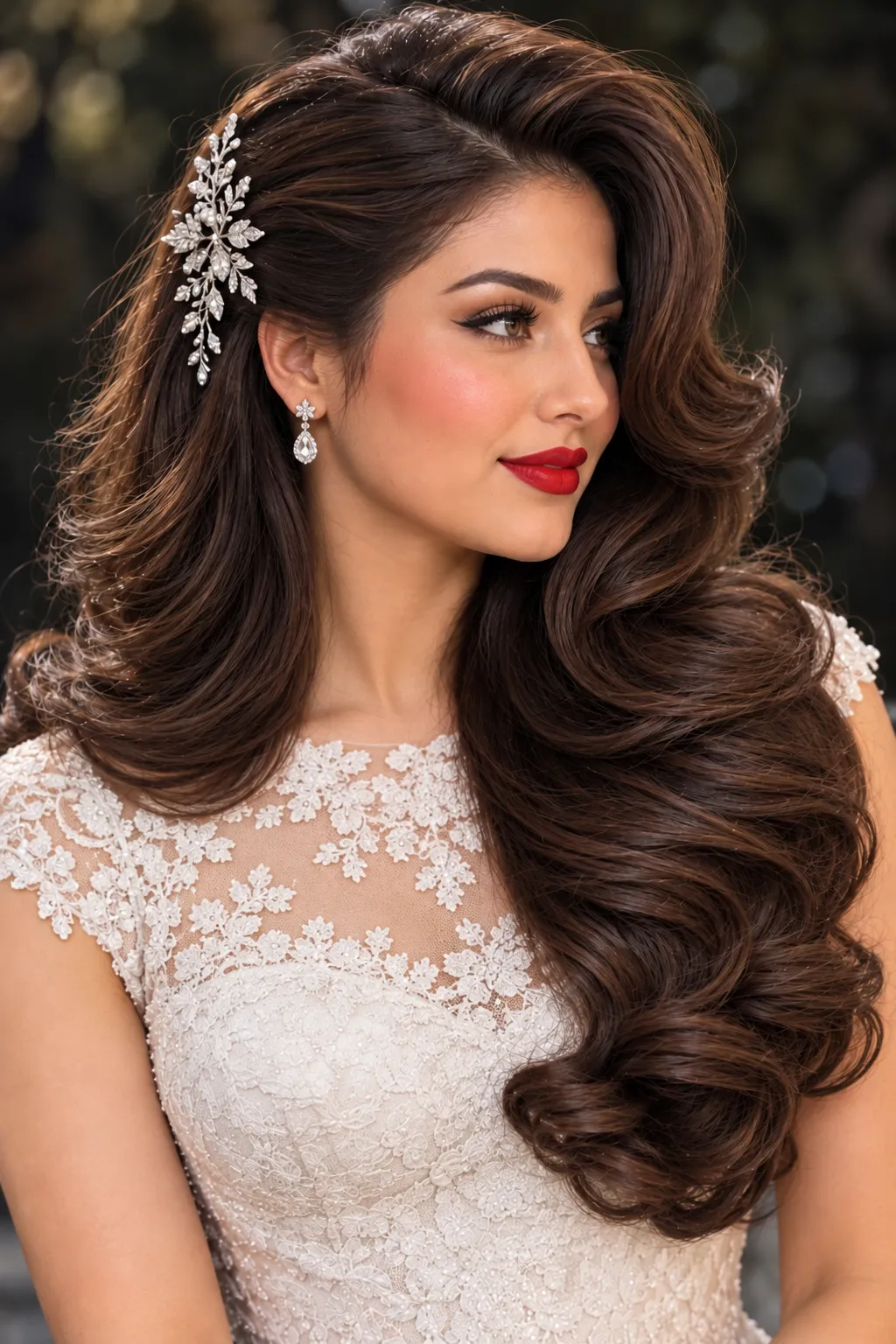 Bridal Glam Blowout with Crystal Hair Clip Bridal Glam Blowout with Crystal Hair Clip