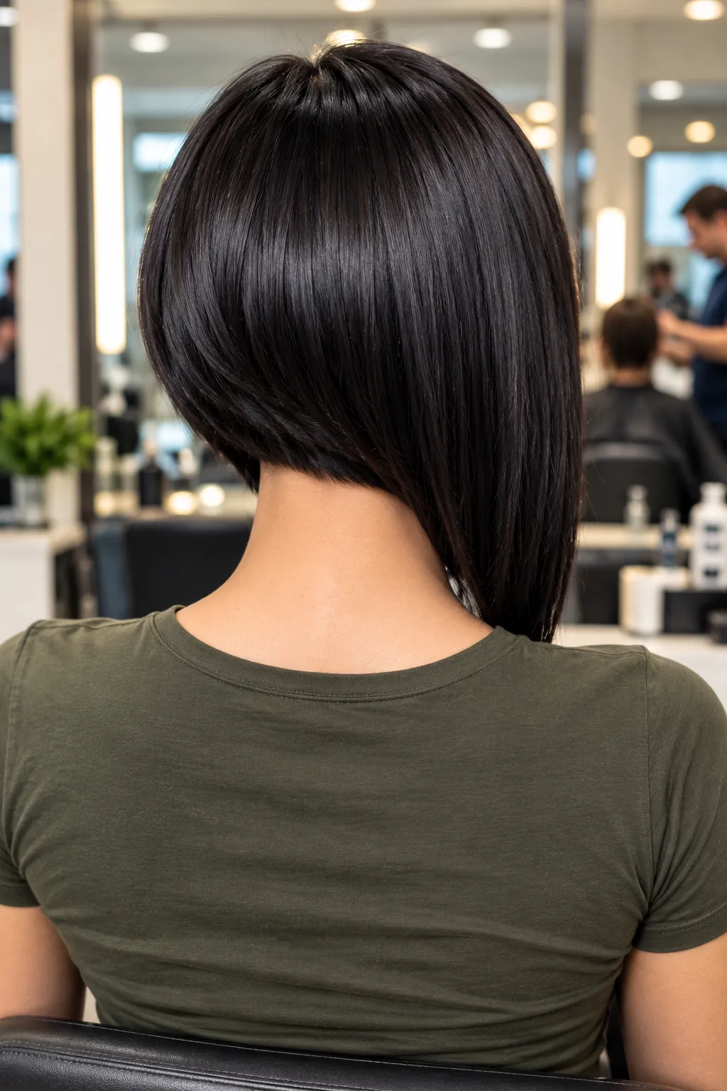 Glossy Black Back View Asymmetrical Lob Glossy Black Back View Asymmetrical Lob