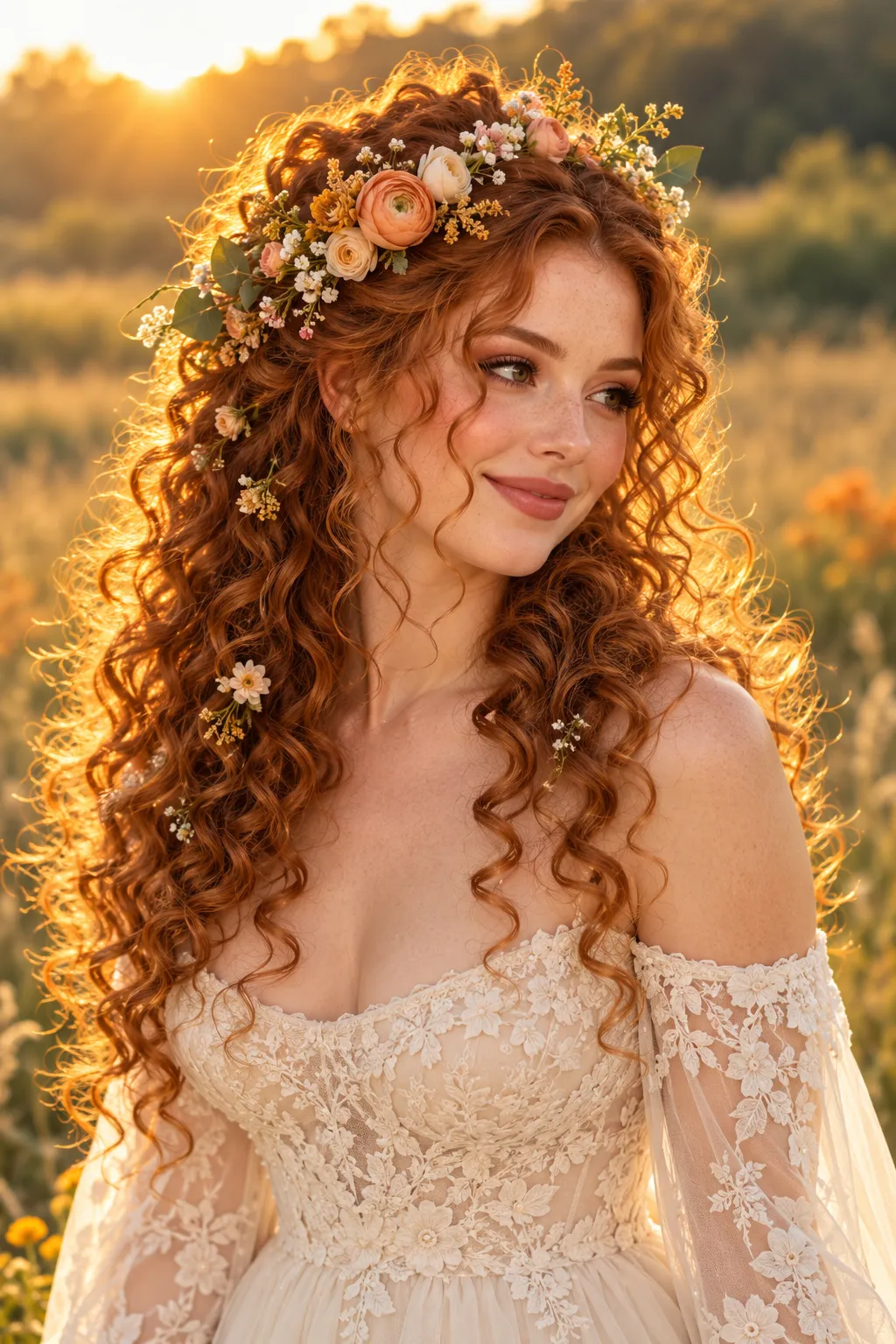 Copper Curls and Ranunculus Crown