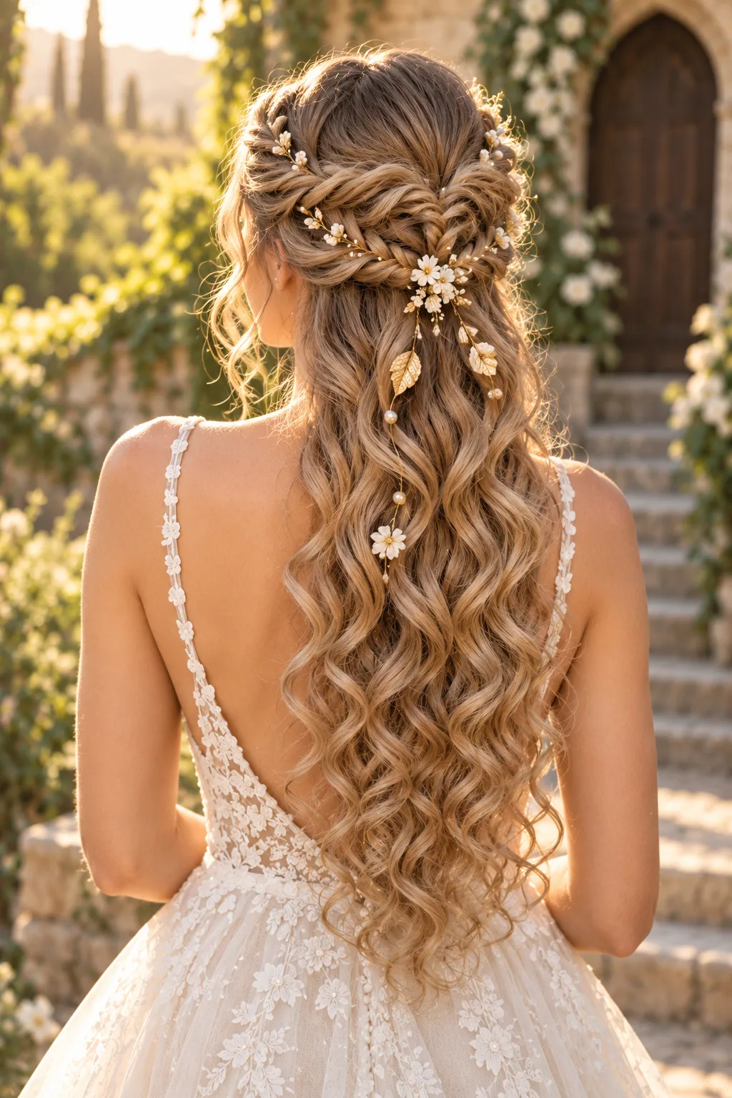 Golden Hour Bridal Braided Curls