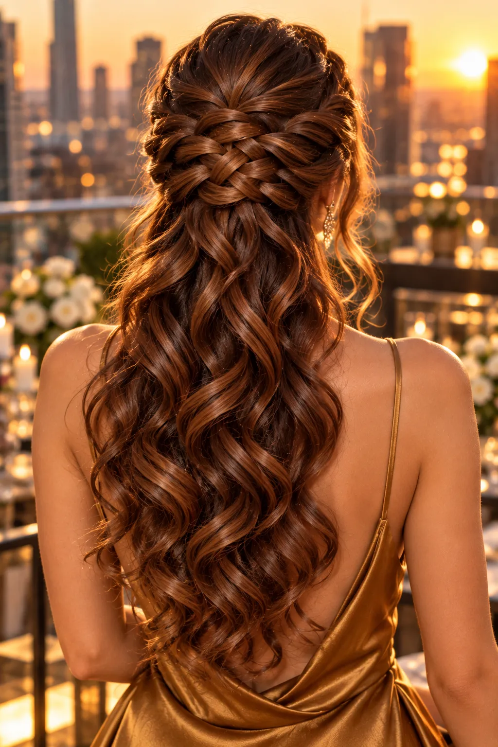 Woven Half Up with Copper Curls