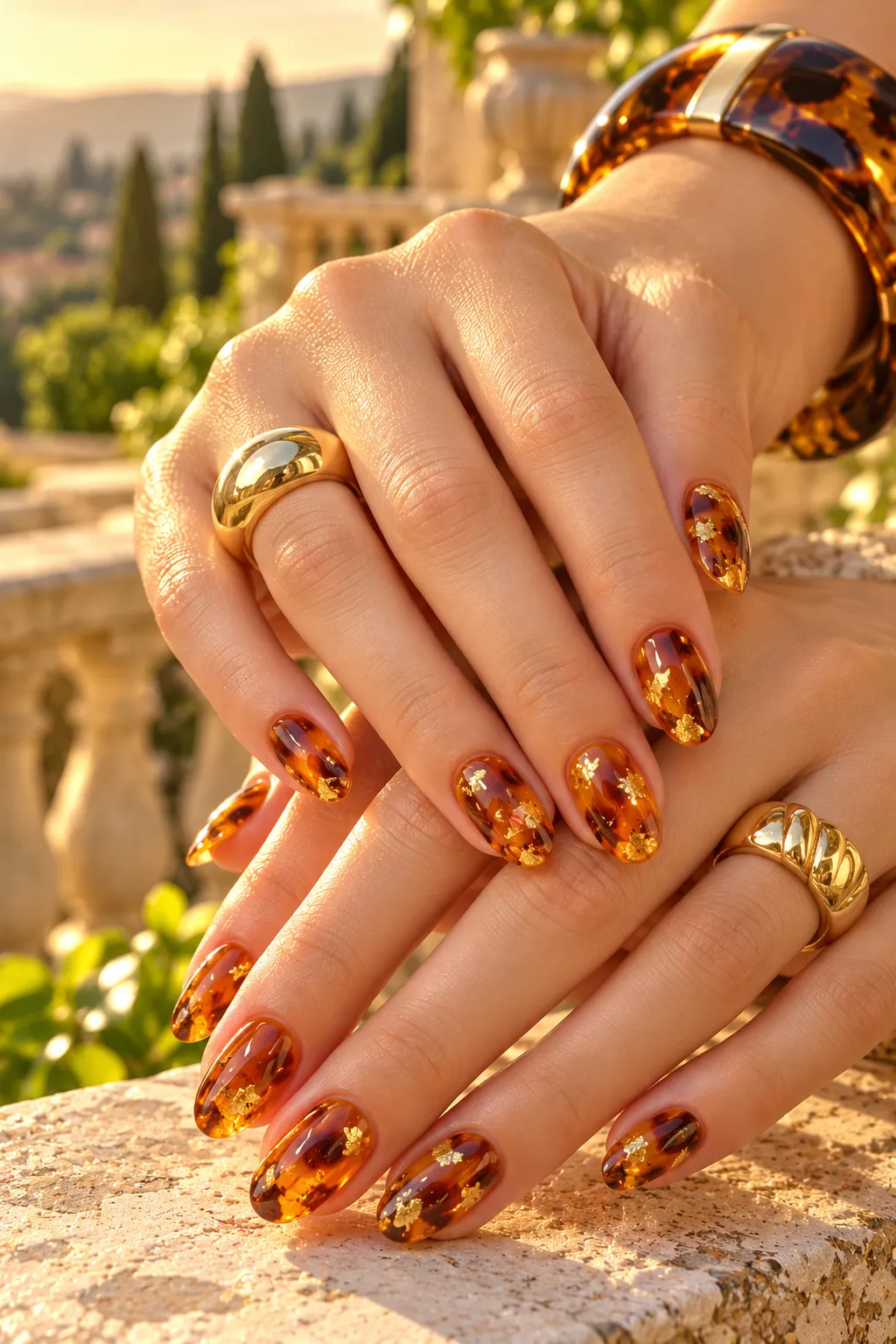Golden Hour Tortoiseshell Nails