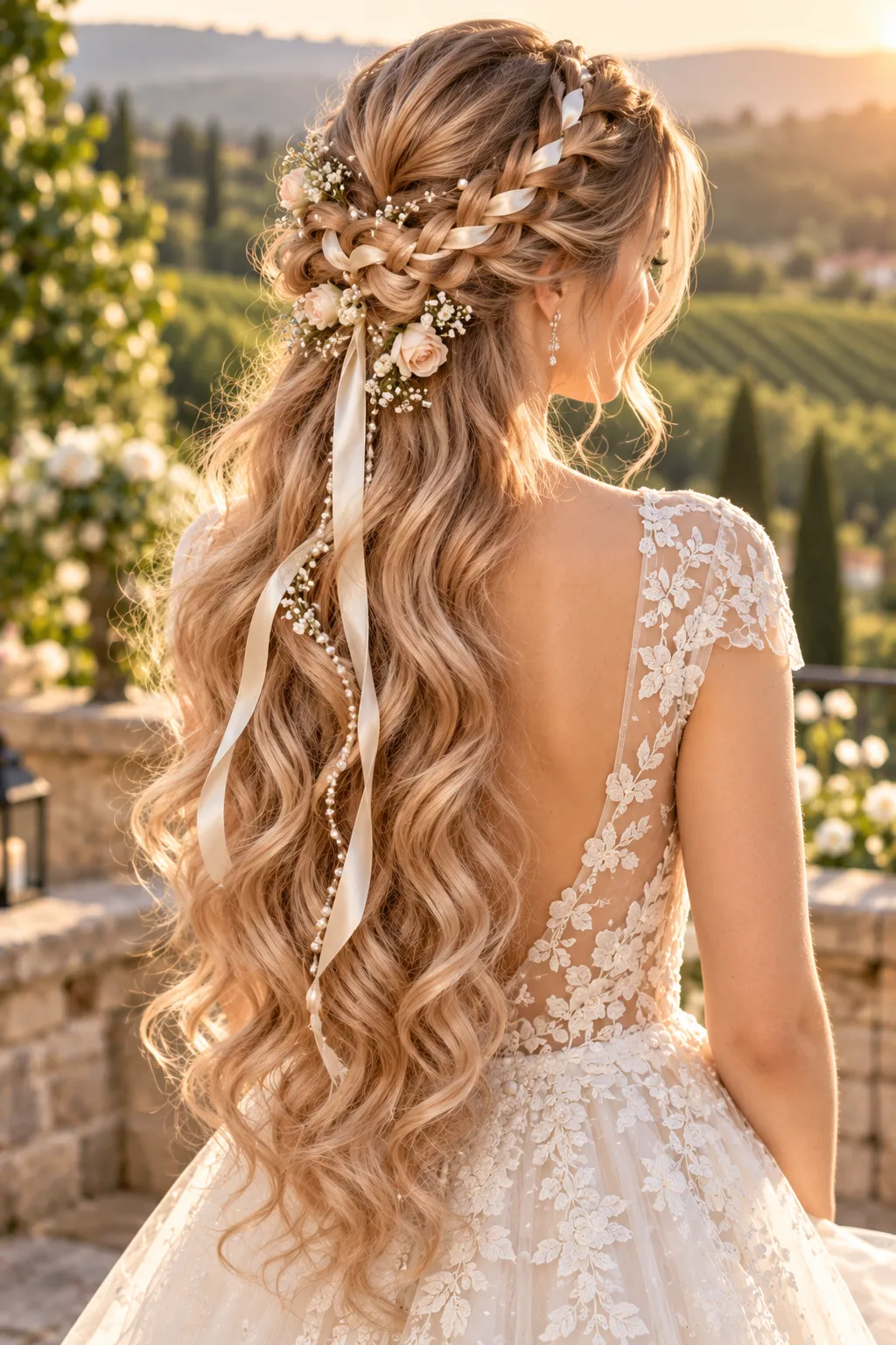 Ribbon Braid Crown with Baby’s Breath