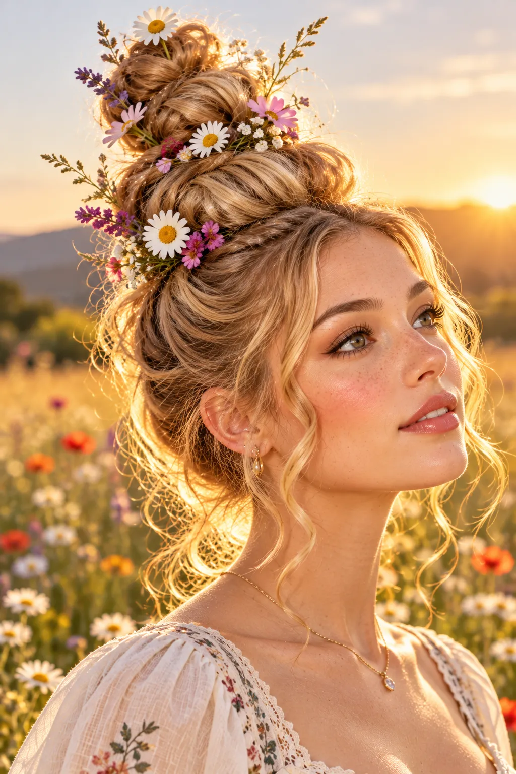 Wildflower Top Knot at Sunset Wildflower Top Knot at Sunset