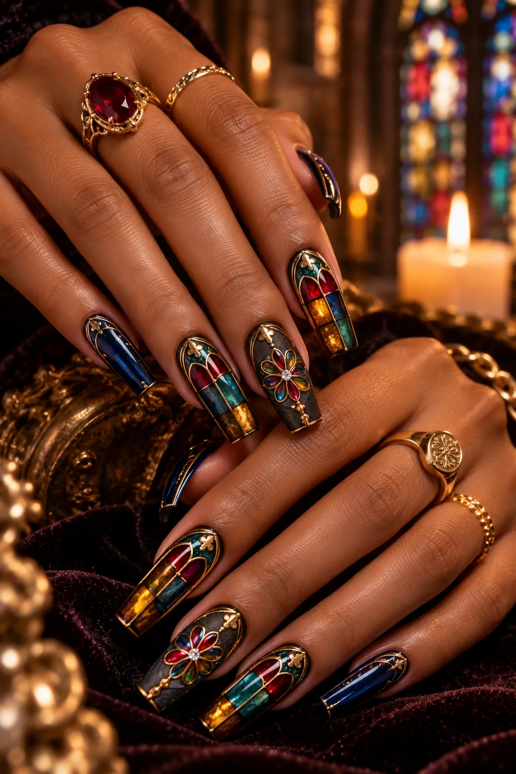 Gothic Stained Glass Nails