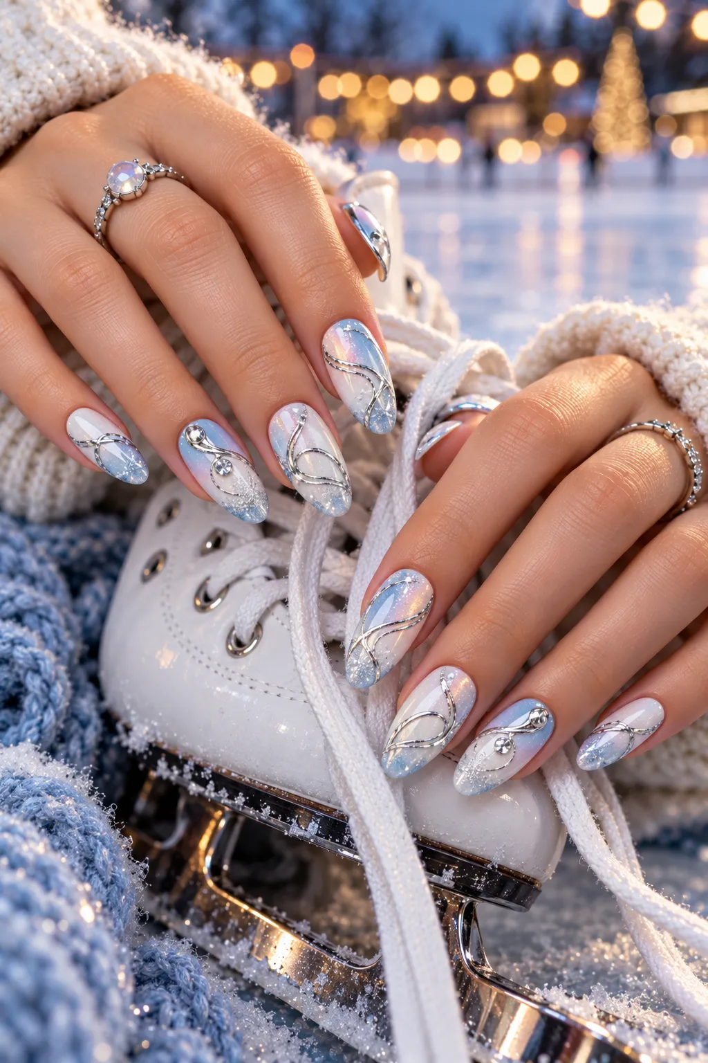 Ice Skate Swirl Nails