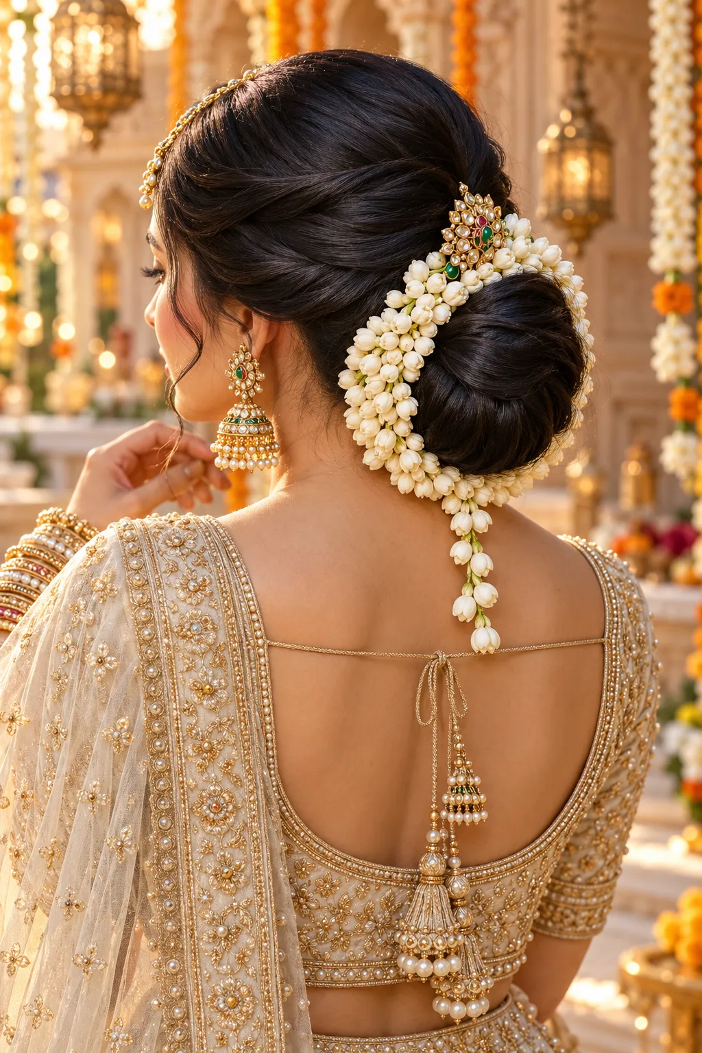 Twisted Low Bun with Jasmine Gajra