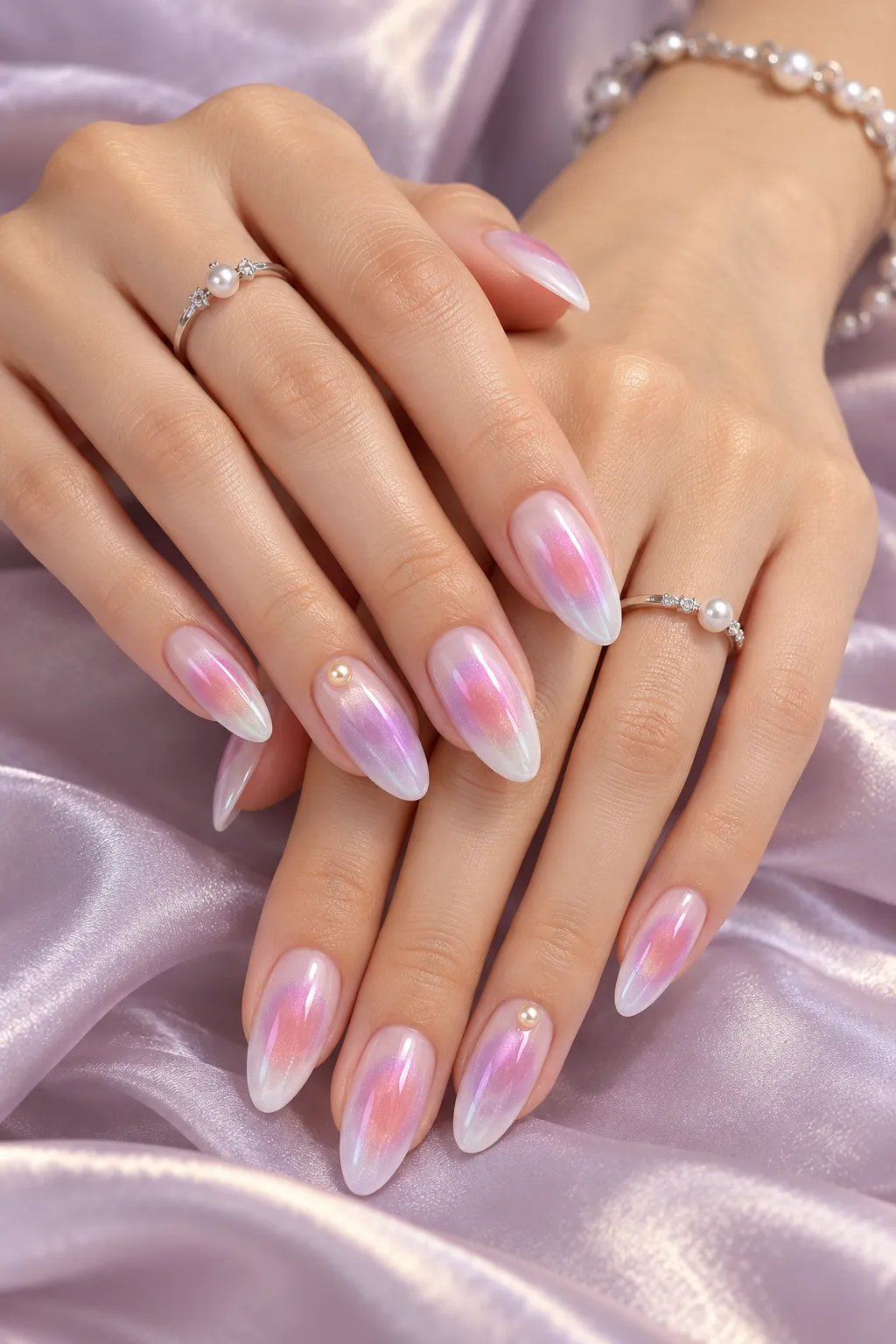 Lavender Pearl Aurora Nails