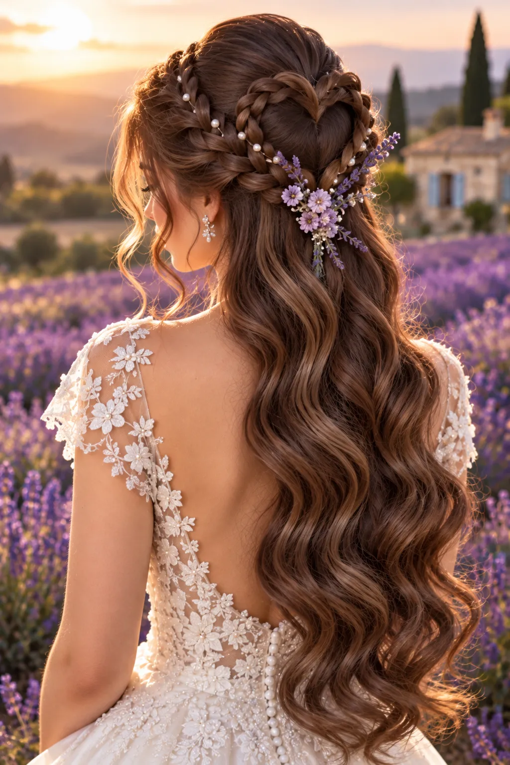 Heart Braid with Lavender Blooms