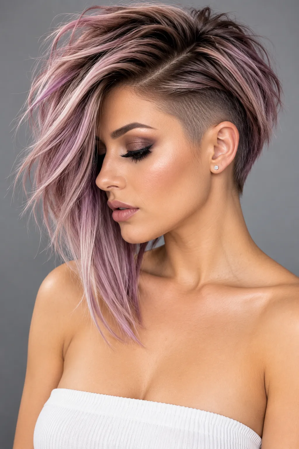 Lilac Mauve Undercut Asymmetrical Lob Lilac Mauve Undercut Asymmetrical Lob