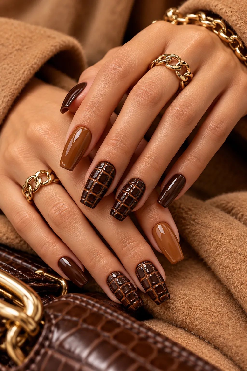 Luxury Autumn Crocodile Nails