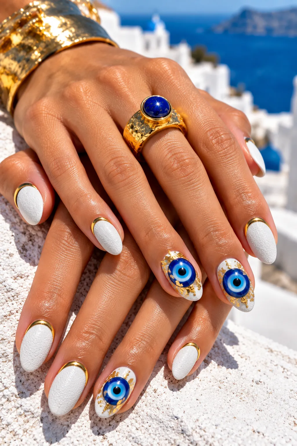 Mediterranean Gold and Evil Eye Manicure