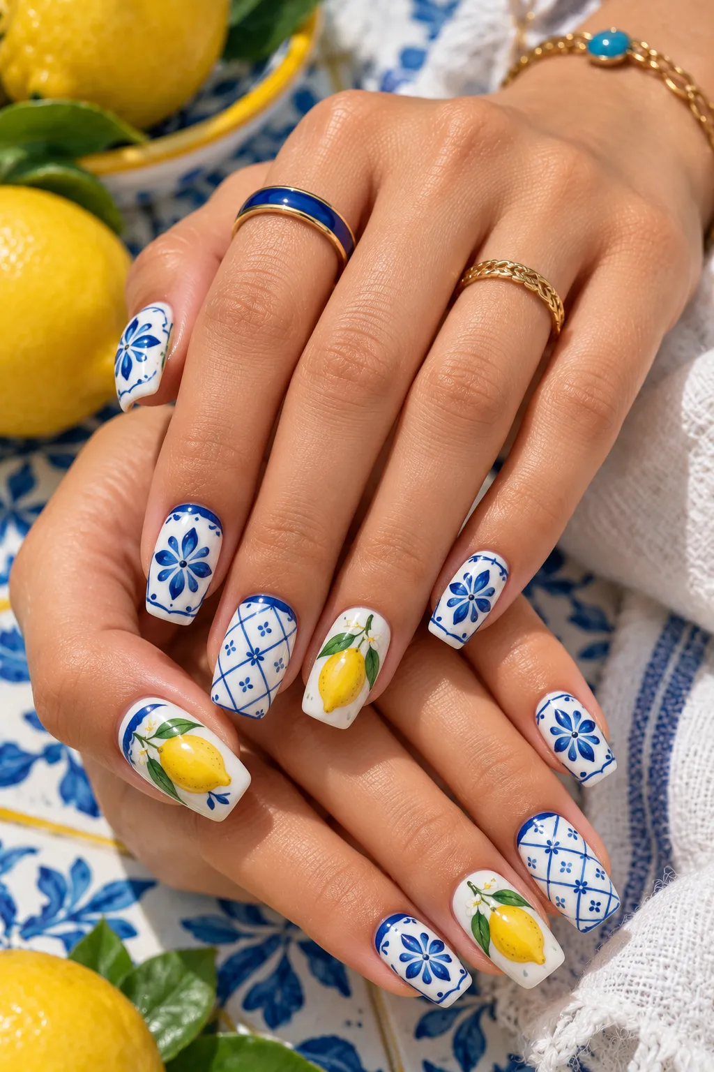 Mediterranean Lemon Tile Nails