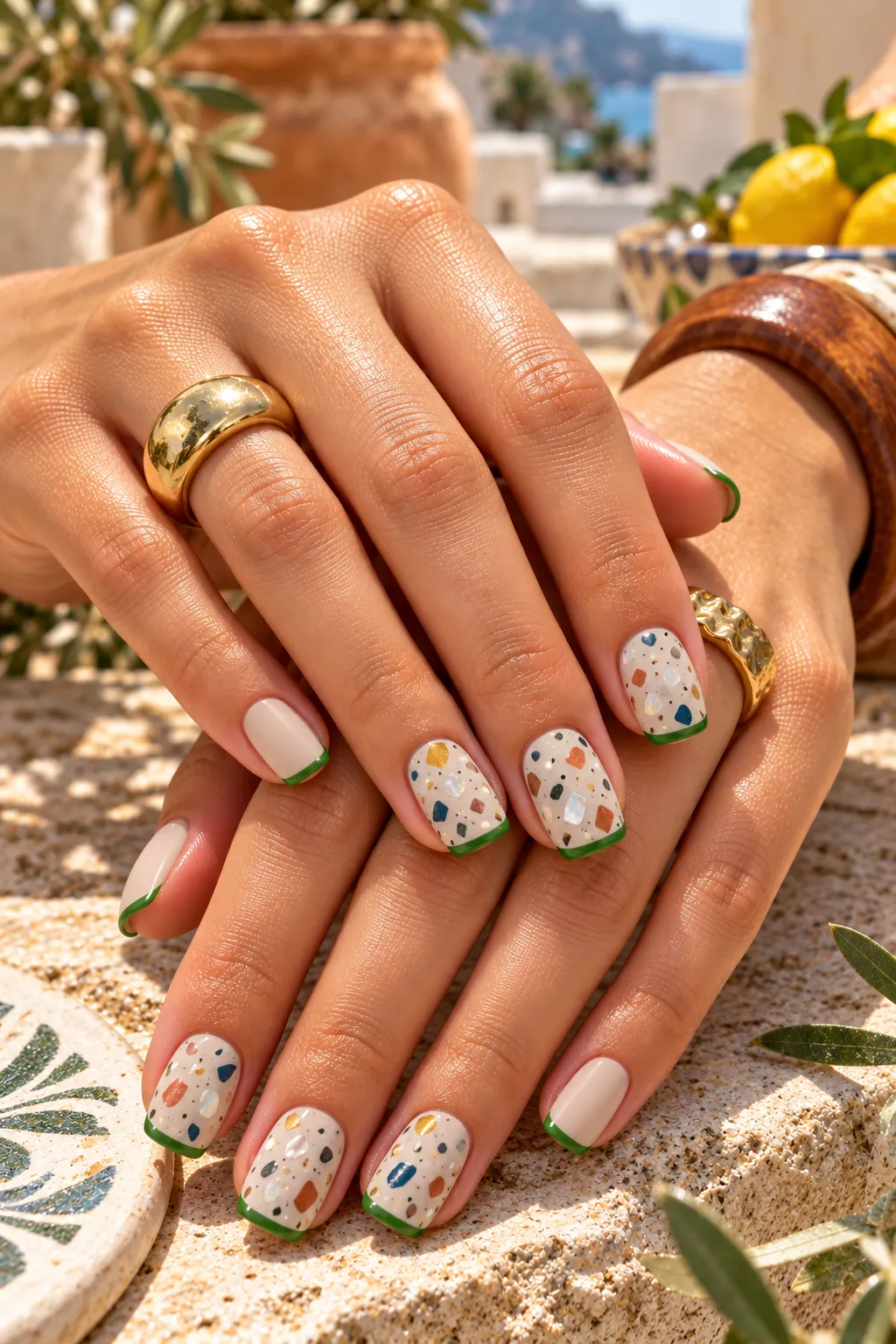 Mediterranean Terrazzo Nail Glow