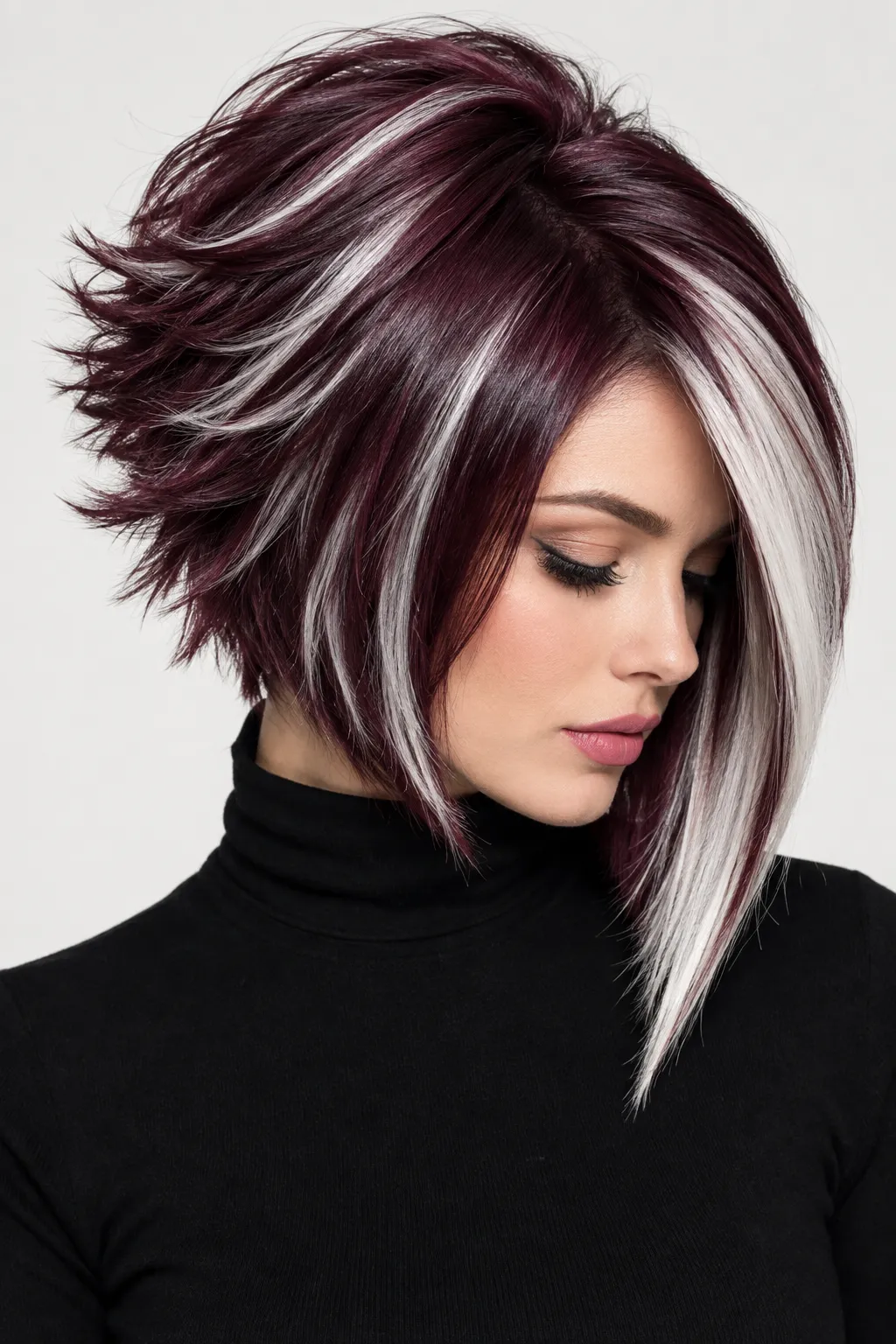 Plum Silver Streak Asymmetrical Lob Plum Silver Streak Asymmetrical Lob