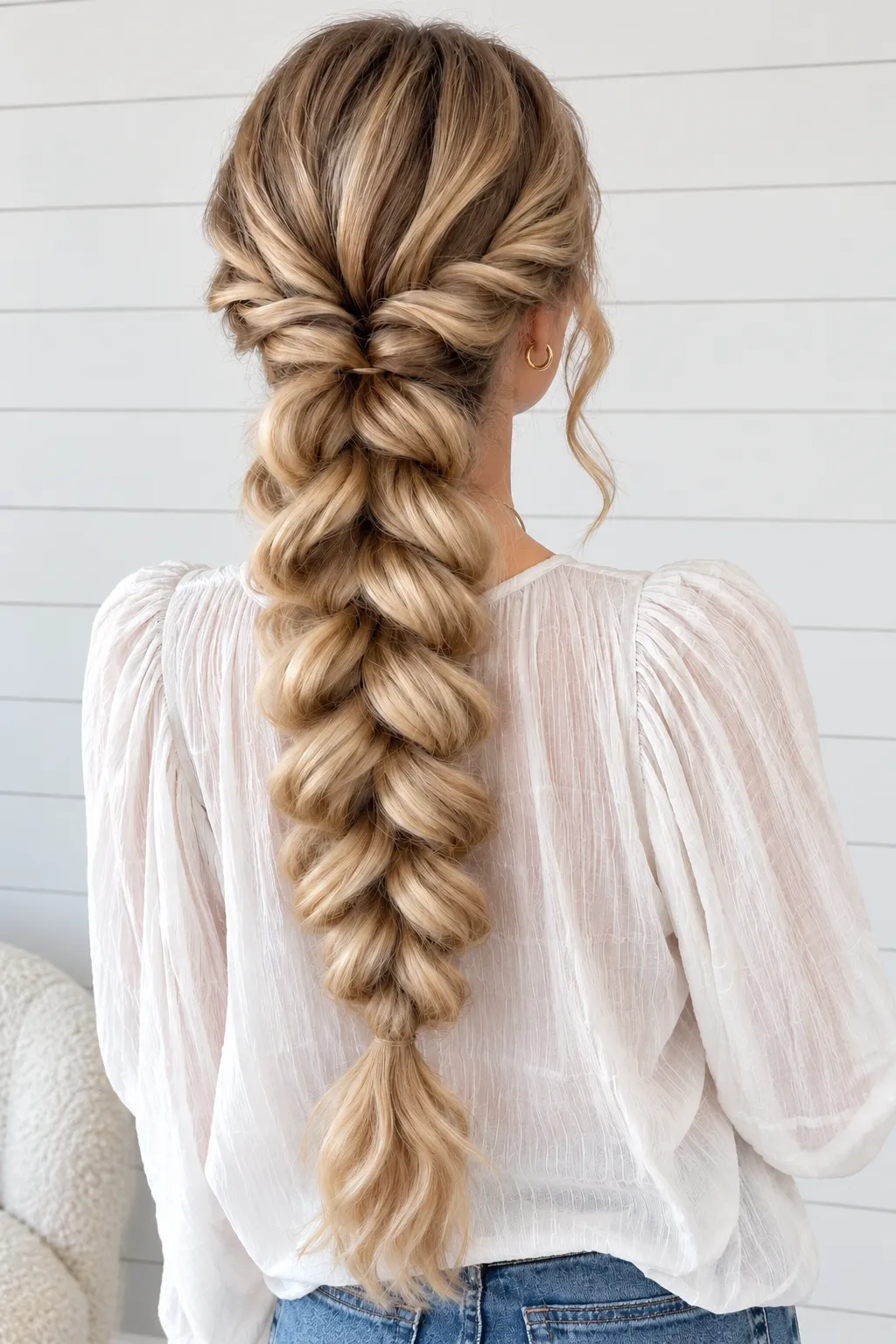 Chunky Pull Through Braid with Twisted Crown