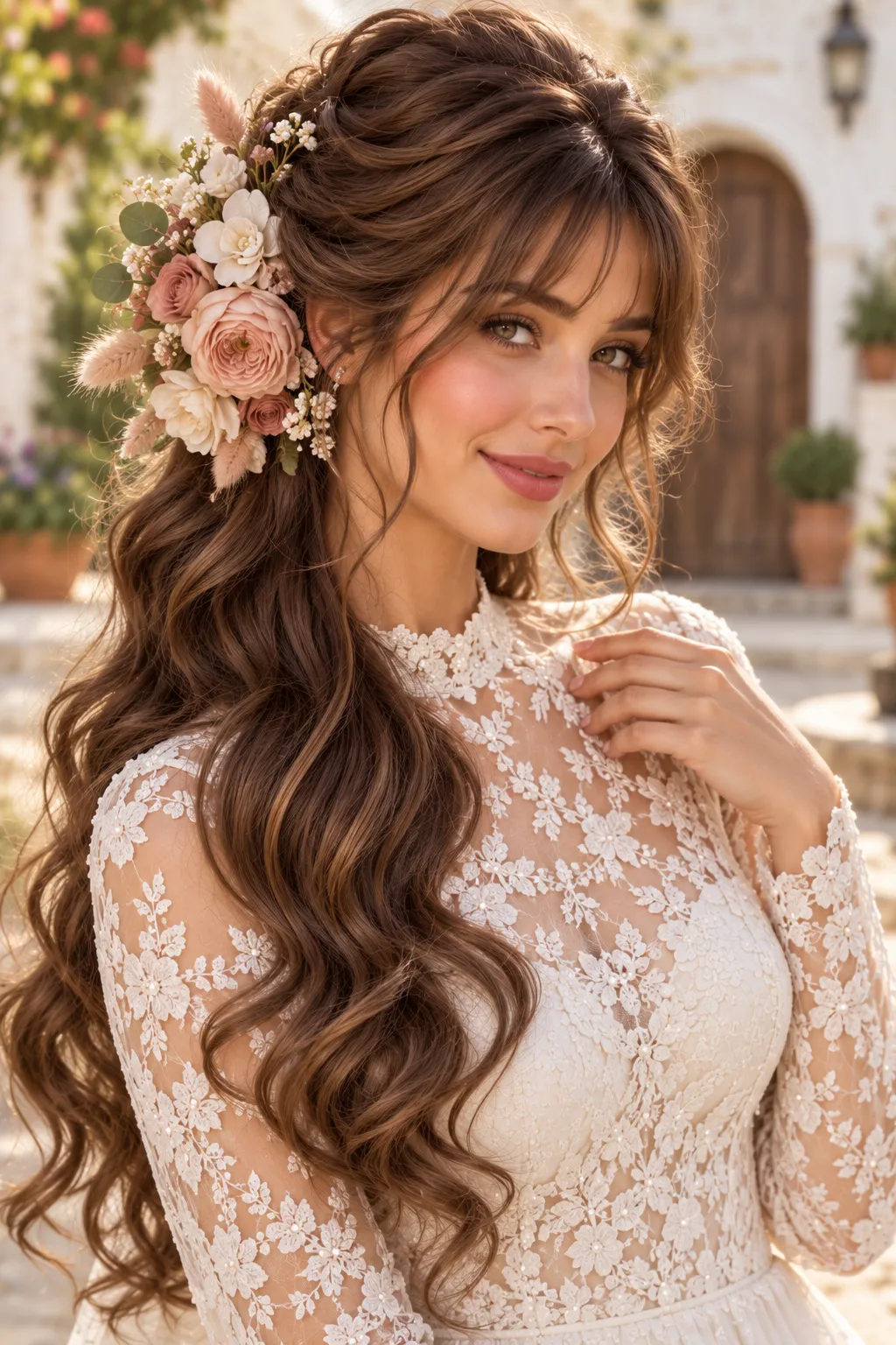 Romantic Courtyard Bridal Portrait