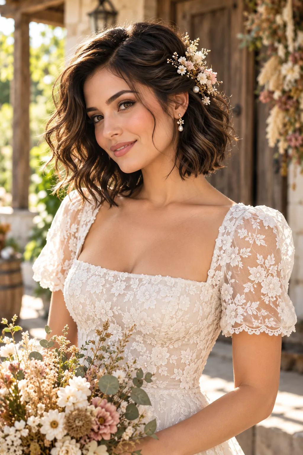 Rustic Golden Hour Bridal Portrait