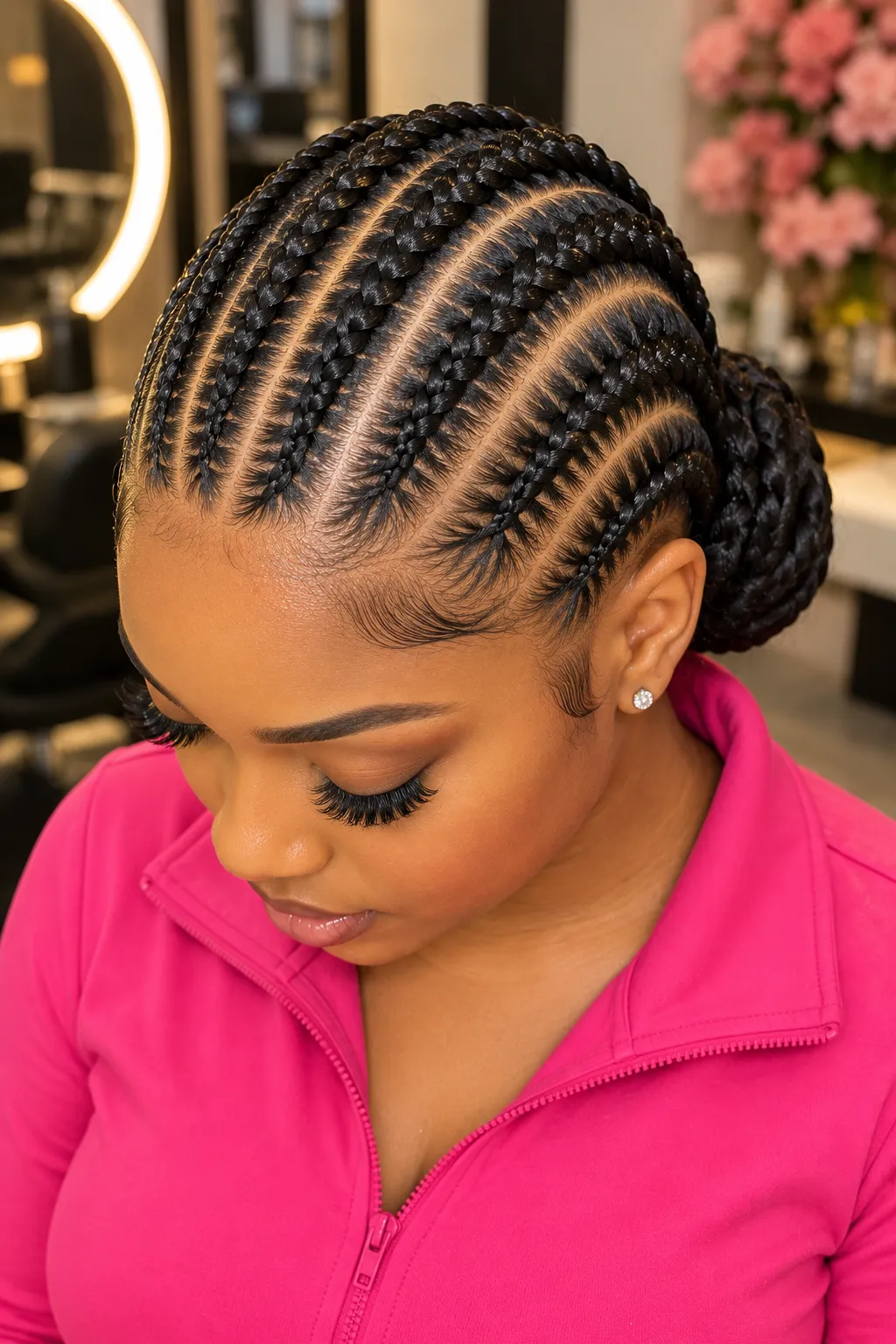 Side Swept Cornrows with Low Braided Bun Side Swept Cornrows with Low Braided Bun